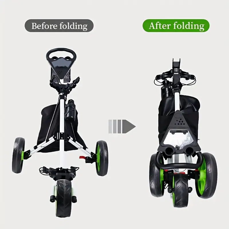 3 wheel Golf push cart with fold mechanism